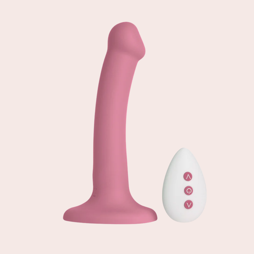Dildo com Ventosa e Vibrador Recarregável Go Vibe Nina Rosa